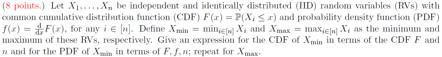 8 Points Let X1 Xn Be Independent And Identically Distributed Iid Random Variables Rvs With Common Cumulat 1
