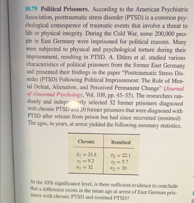 10 79 Political Prisoners According To The American Psychiatric Association Posttraumatic Stress Disorder Ptsd Is A 1