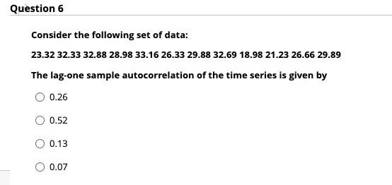 Question 6 Consider The Following Set Of Data 23 32 32 33 32 88 28 98 33 16 26 33 29 88 32 69 18 98 21 23 26 66 29 89 T 1