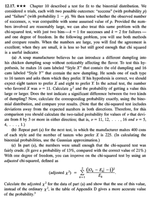 12 17 Chapter 10 Described A Test For Fit To The Binomial Distribution We Considered N Trials Each With Two Possi 1