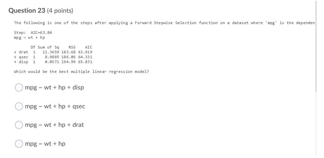 Need Help With The Following 3 Questions For 23 Leaning Towards D As The Aic Value Is The Lowest Compared To Adding 1