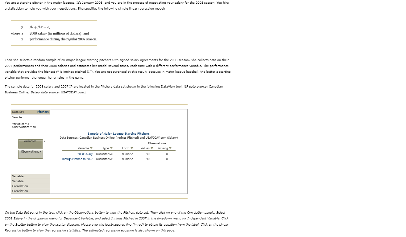 You Are A Starting Pitcher In The Major Leagues It S January 2008 And You Are In The Process Of Negotiating Your Salar 1
