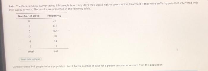 Pain The General Social Survey Asked 844 People How Many Days They Would Wait To Seek Medical Treatment If They Were Su 1