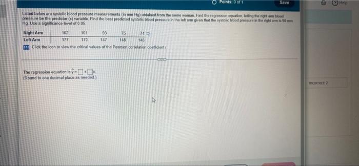 Points 001 Save Listed Below Are Systolic Blood Pressure Measurements In Mmhg Obtained From The Same Woman Find The R 1
