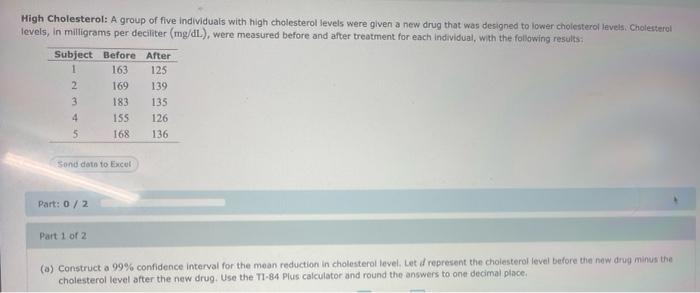 High Cholesterol A Group Of Five Individuals With High Cholesterol Levels Were Given A New Drug That Was Designed To Lo 1