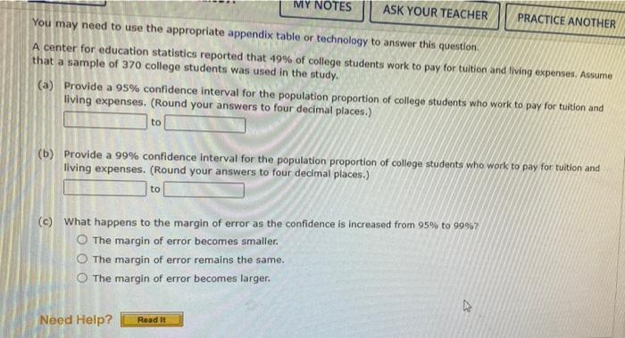 My Notes Ask Your Teacher Practice Another You May Need To Use The Appropriate Appendix Table Or Technology To Answer Th 1