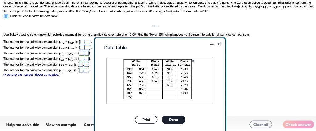 To Determine If There Is Gender And Or Race Discrimination In Car Buying A Researcher Put Together A Team Of White Male 1