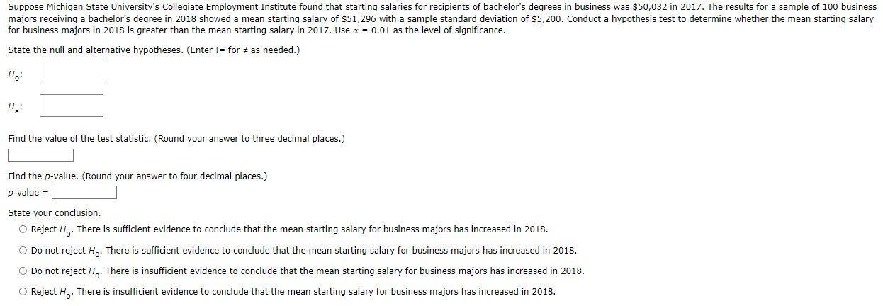Suppose Michigan State University S Collegiate Employment Institute Found That Starting Salaries For Recipients Of Bache 1