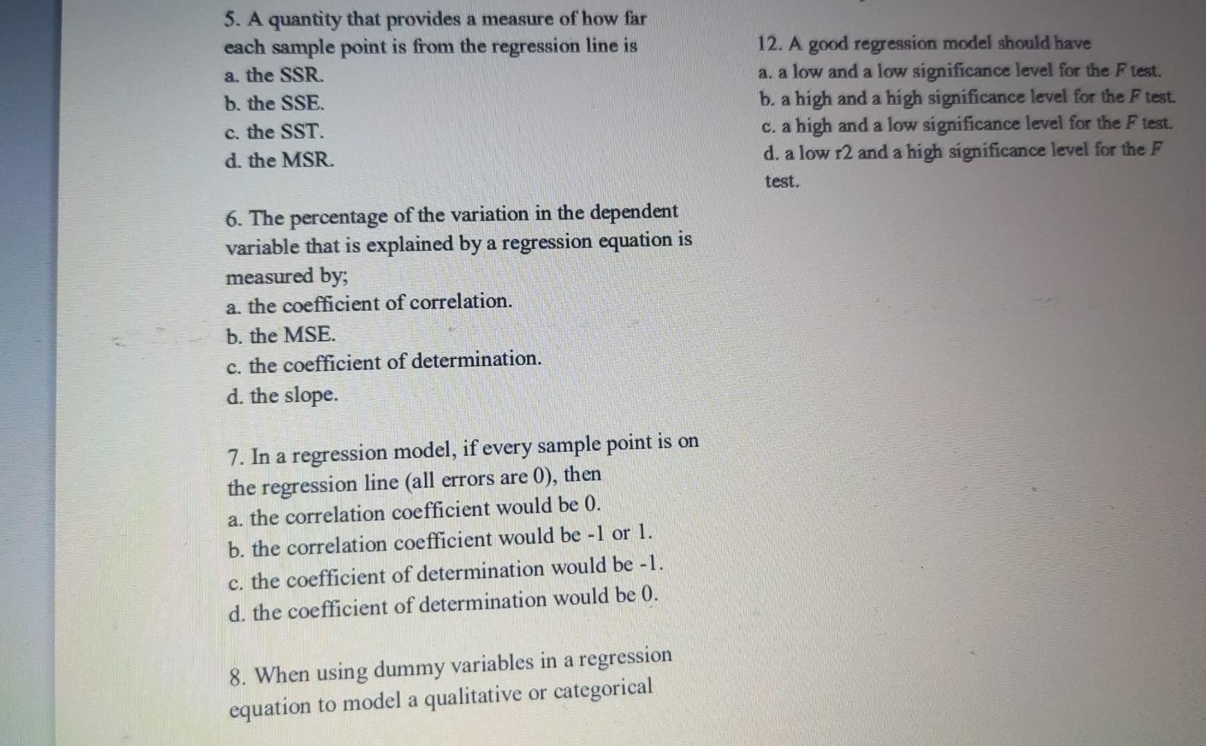 Section A Multiple Choice Questions 1 One Of The Assumptions In Regression Analysis Is That A The Errors Have A Mean O 2