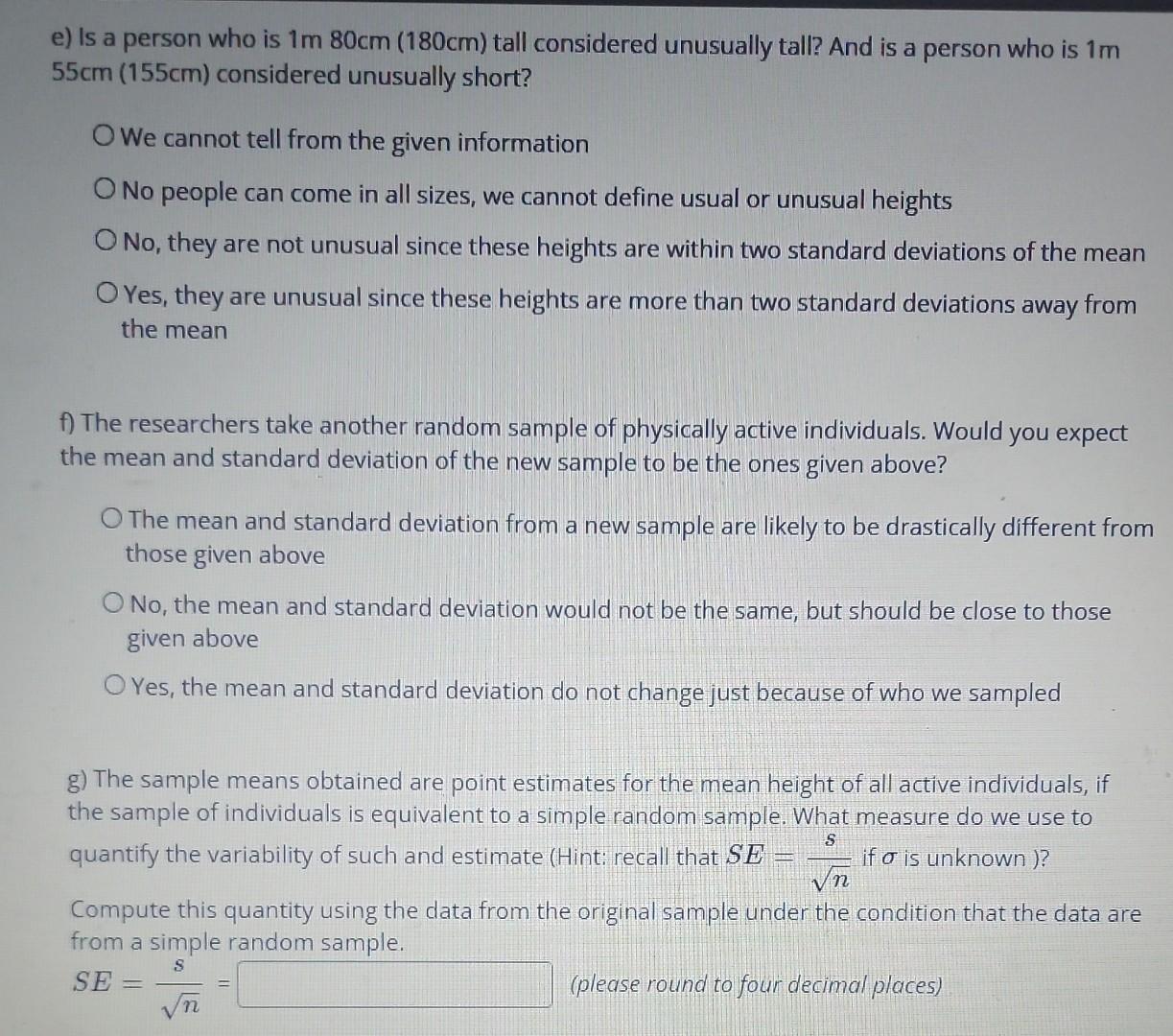 Question 5 Heights Of Adults Researchers Studying Anthropometry Collected Body Girth Measurements And Skeletal Diamet 2
