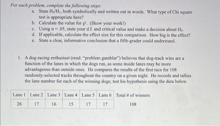 For Each Problem Complete The Following Steps A State H H Both Symbolically And Written Out In Words What Type Of 1