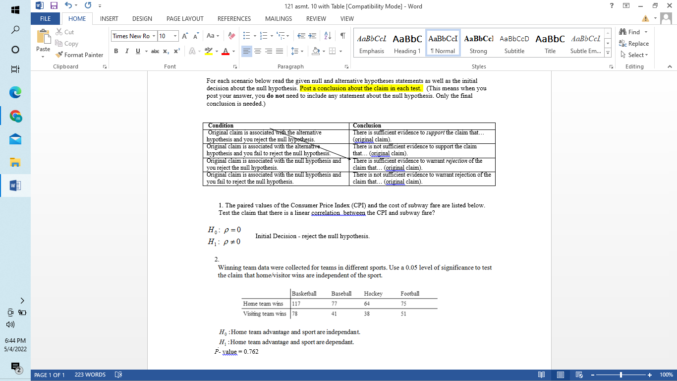 W 5 X Ih 121 Asmt 10 With Table Compatibility Mode Word Mailings Review View File Home Insert Design Page Layo 1