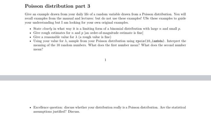 Poisson Distribution Part 3 Give An Example Drawn From Your Daily Life Of A Random Variable Drawn From A Poisson Distrib 2