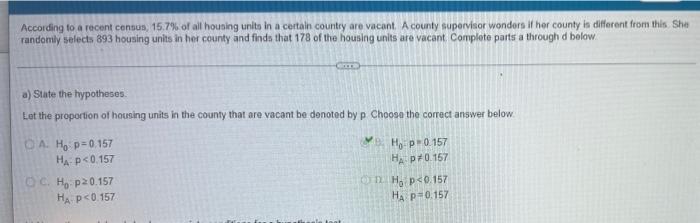 According To A Recent Connus 15 7 Of All Housing Units In A Certain Country Are Vacant A County Supervisor Wonders It 1