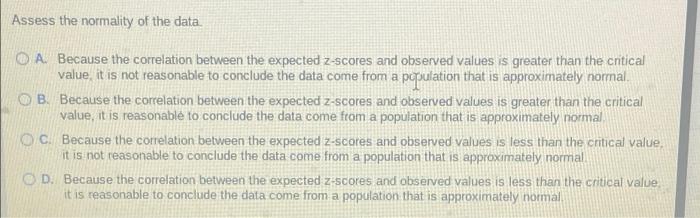 Data Table Index I 1 2 3 4 5 6 7 8 Cos Conh Observed Value 38 45 49 50 54 55 58 62 Fi 0 08 0 20 0 32 0 44 0 56 0 68 0 8 3