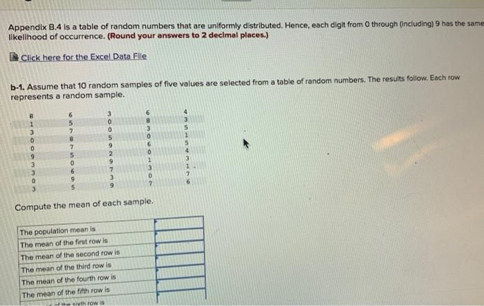 Appendix B 4 Is A Table Of Random Numbers That Are Uniformly Distributed Hence Each Digit From 0 Through Including 9 1