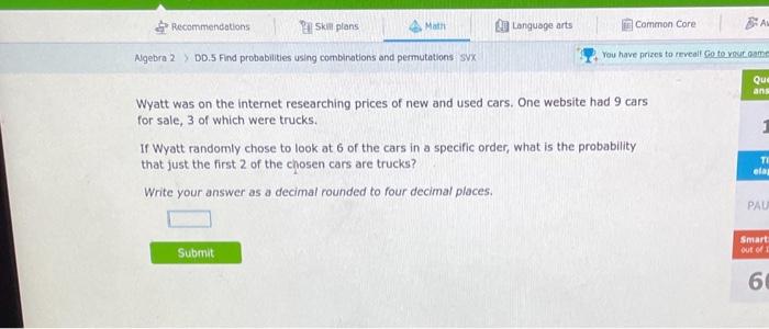 Moth Al Language Arts Common Core Recommendations 21 Skill Plans Ngebra 2 Dd 5 Find Probabilities Using Combinations And 1