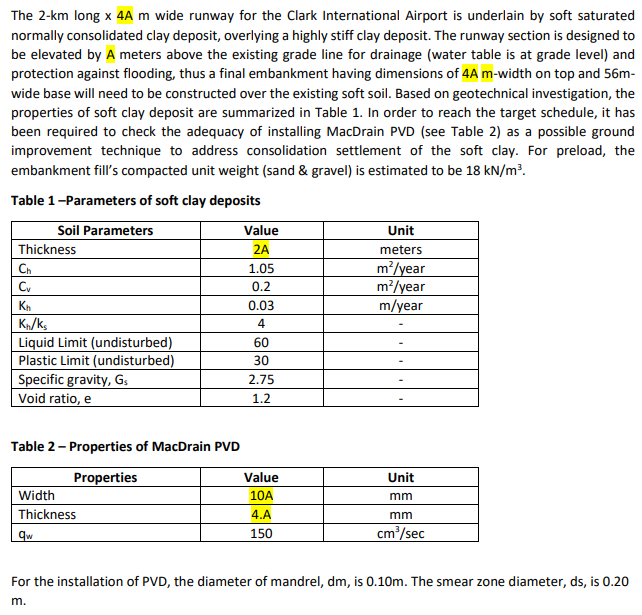 The 2 Km Long X 4a M Wide Runway For The Clark International Airport Is Underlain By Soft Saturated Normally Consolidate 1