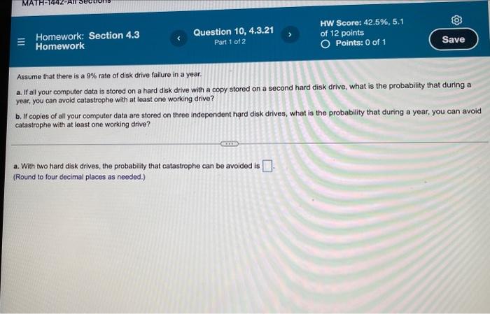 Math 1442 An Homework Section 4 3 Homework Question 10 4 3 21 Part 1 Of 2 Hw Score 42 5 5 1 Of 12 Points O Points 1