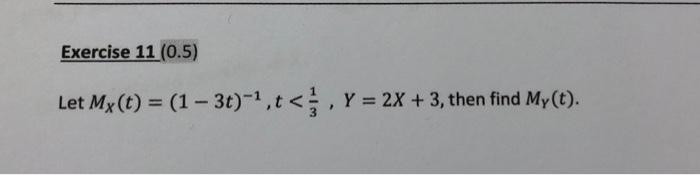 Exercise 11 0 5 Let Mx T 1 3t 1 T Y 2x 3 Then Find My T 1