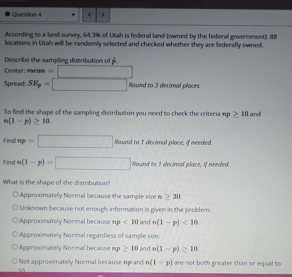 Question 4 According To A Land Survey 64 3 Of Utah Is Federal Land Owned By The Federal Government 88 Locations In 1
