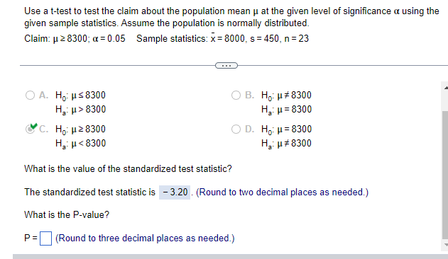 Use A T Test To Test The Claim About The Population Mean Y At The Given Level Of Significance A Using The Given Sample S 1