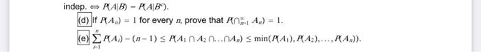 Indep Pab Pab D If Pa 1 For Every N Prove That Po A 1 E Ema N 1 Sman A2 Na Min Pai Pa 1
