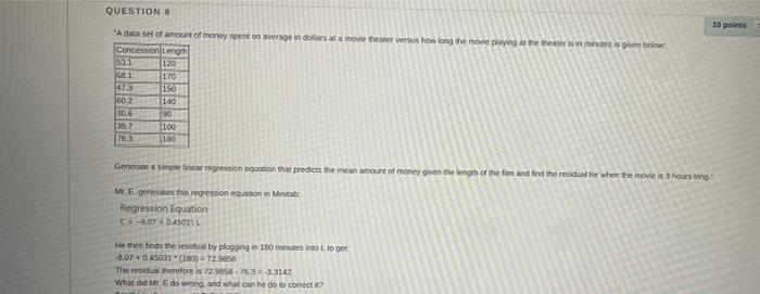 Question 7 10 Points 1000 The Residus Plot About On The Left Is Taken Tom A Survey That Comes The Weight Of A Vehide Wit 2