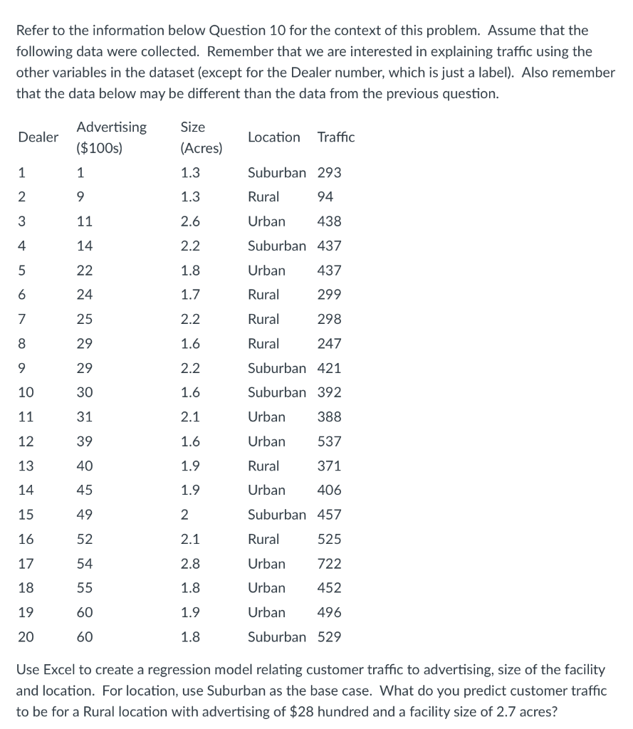 Refer To The Information Below Question 10 For The Context Of This Problem Assume That The Following Data Were Collecte 1