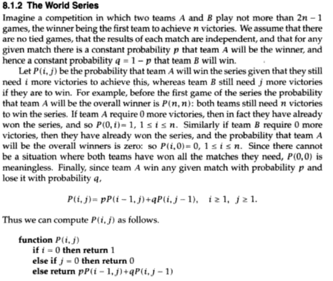 Using The Algorithm Series Of Section 8 1 2 Calculate The Probability That Team A Will Win The Series If P 0 45 And If 1