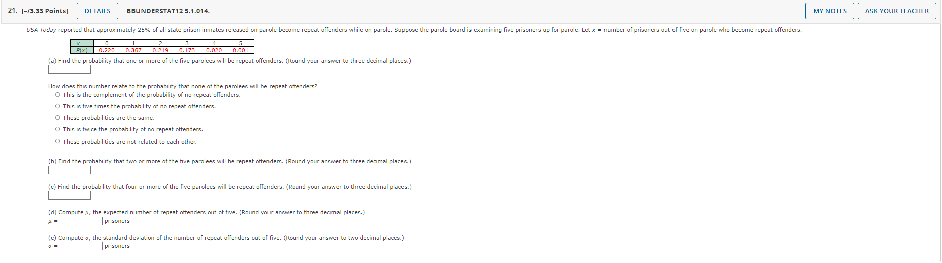 21 3 33 Points Details Bbunderstat12 5 1 014 My Notes Ask Your Teacher Usa Today Reported That Approximately 25 O 1