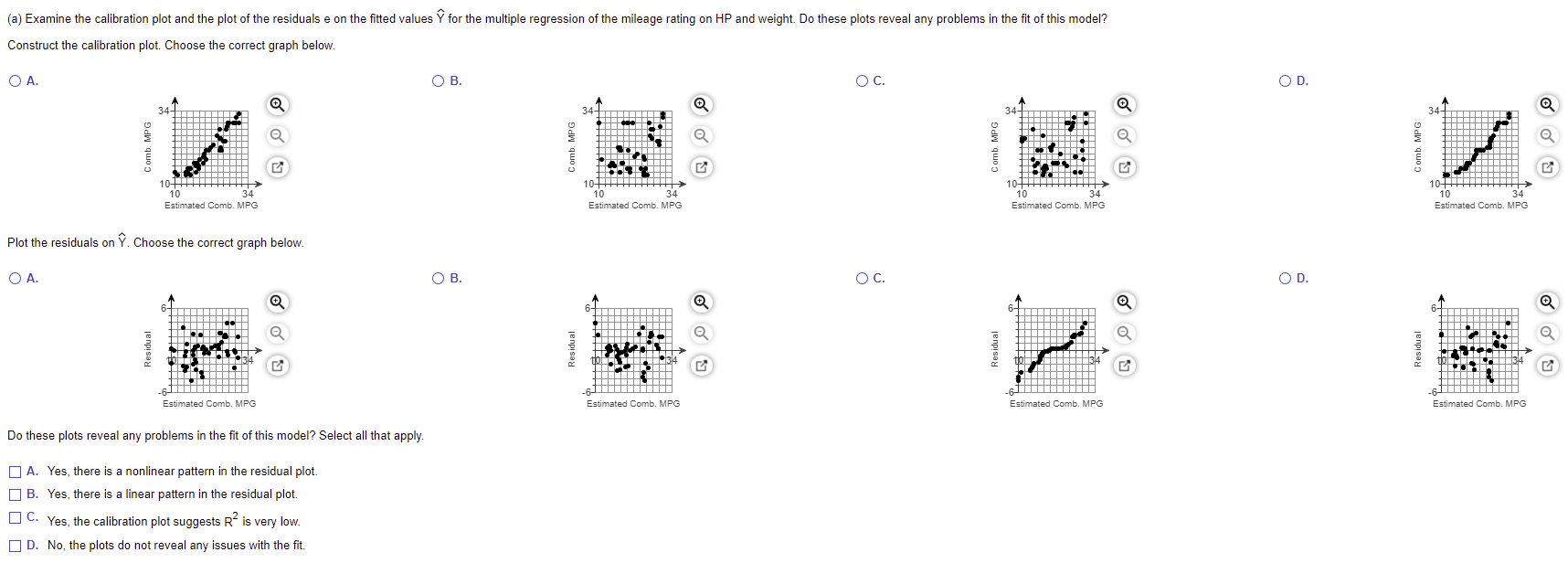 A Examine The Calibration Plot And The Plot Of The Residualse On The Fitted Values Y For The Multiple Regression Of Th 1