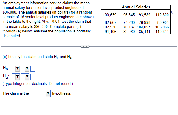 Annual Salaries 100 639 An Employment Information Service Claims The Mean Annual Salary For Senior Level Product Enginee 1