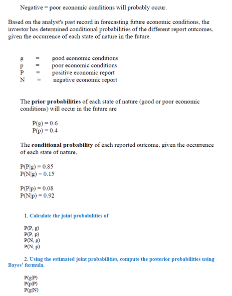 1 Calculate The Joint Probabilities Of P P G P P P P N G P N P 2 Using The Estimated Joint Probabilities Comp 2