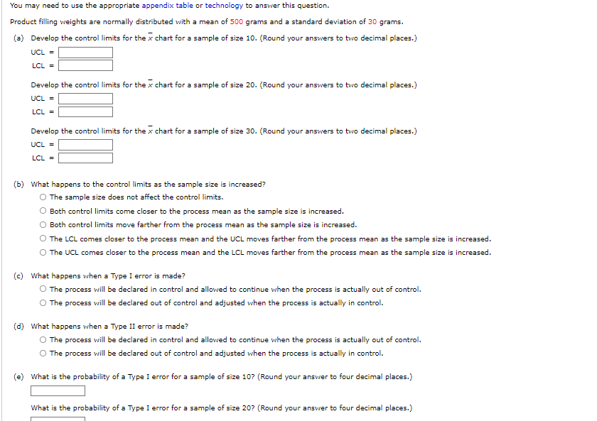 You May Need To Use The Appropriate Appendix Table Or Technology To Answer This Question Product Filling Weights Are No 1