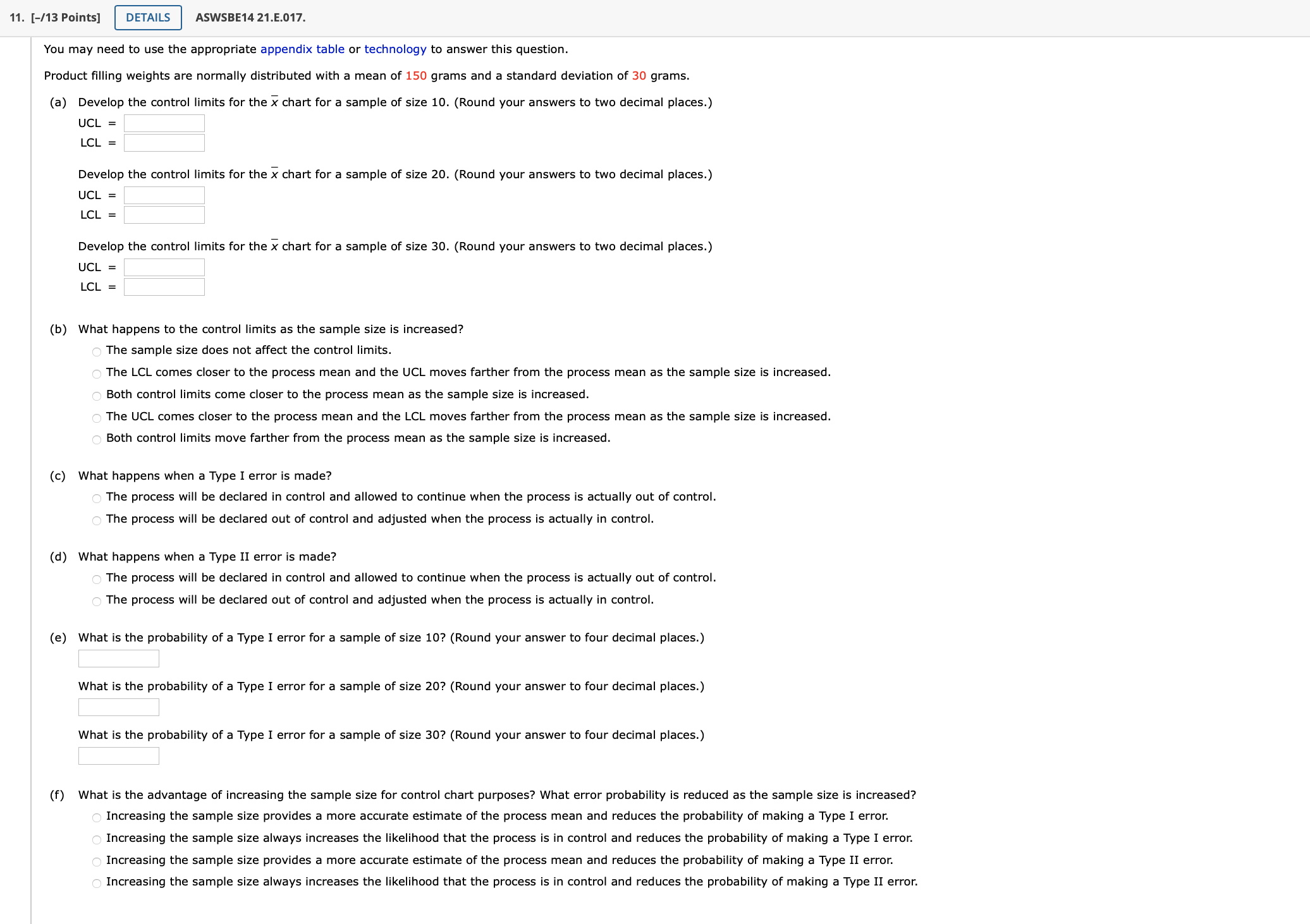 11 13 Points Details Aswsbe14 21 E 017 You May Need To Use The Appropriate Appendix Table Or Technology To Answer 1