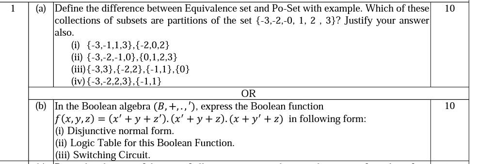 1 10 A Define The Difference Between Equivalence Set And Po Set With Example Which Of These Collections Of Subsets Ar 1