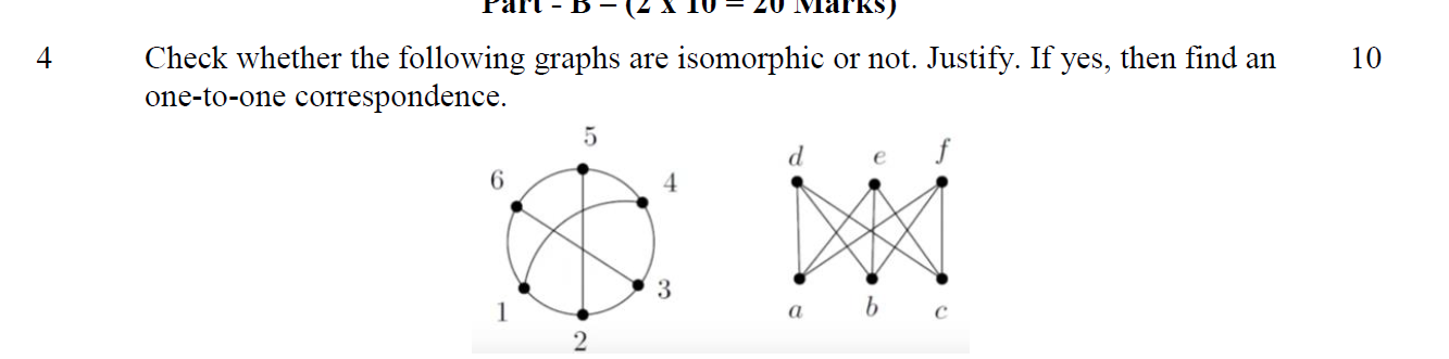 4 10 Check Whether The Following Graphs Are Isomorphic Or Not Justify If Yes Then Find An One To One Correspondence 1