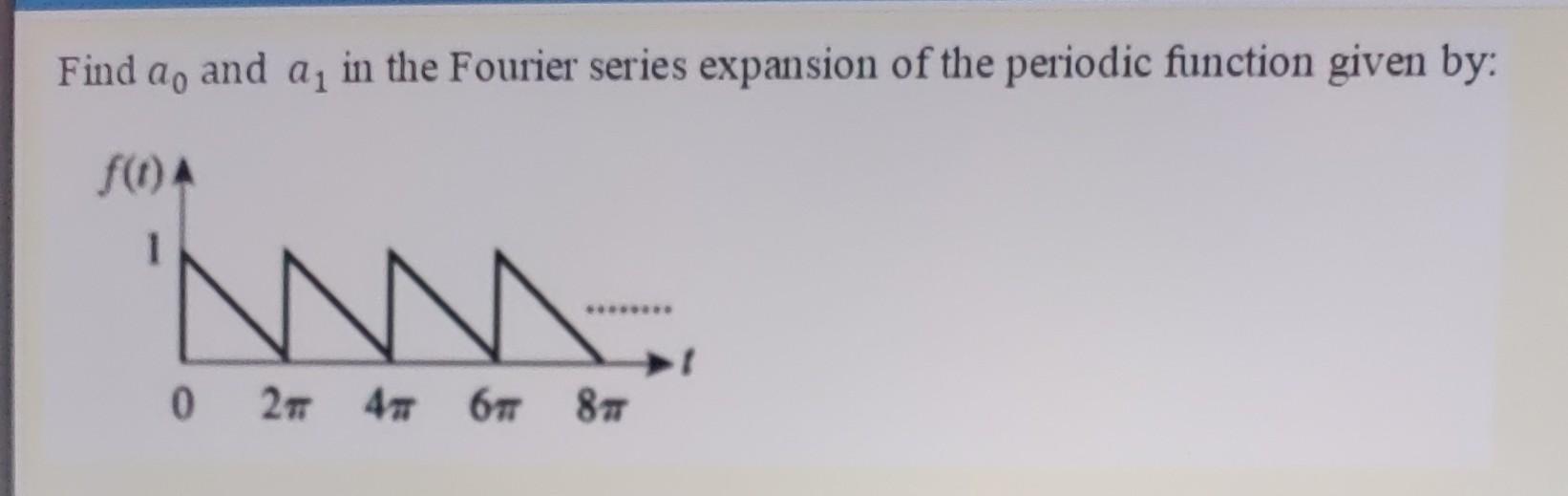 Find Do And Ai Ao In The Fourier Series Expansion Of The Periodic Function Given By F Oa N W 0 27 47 67 87 1