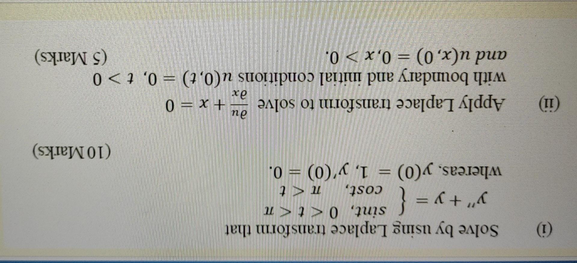 I Solve By Using Laplace Transform That Sint 0 T Tt Y Y Y Cost I T Whereas Y 0 1 Y 0 0 10 Mar 1