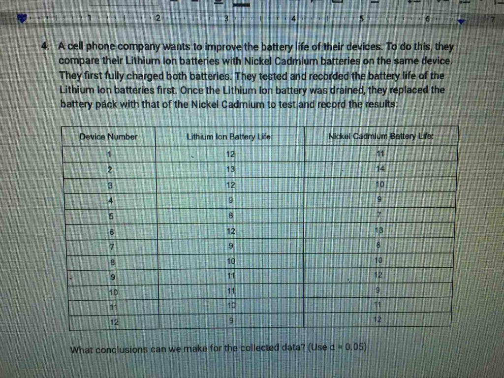 M 2 3 5 4 A Cell Phone Company Wants To Improve The Battery Life Of Their Devices To Do This They Compare Their Lithi 1