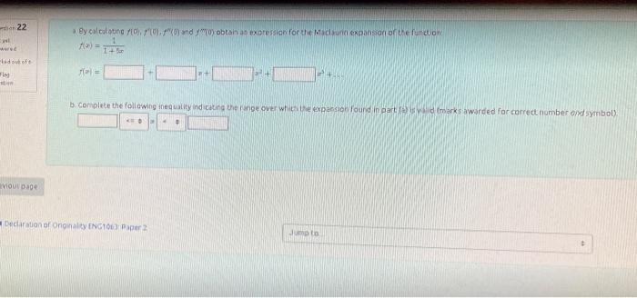 Mon 22 Wi By Calculating 070 And Obtain As Expression For The Mansion Of Function 1 Oft Im B Complete The Following In 1