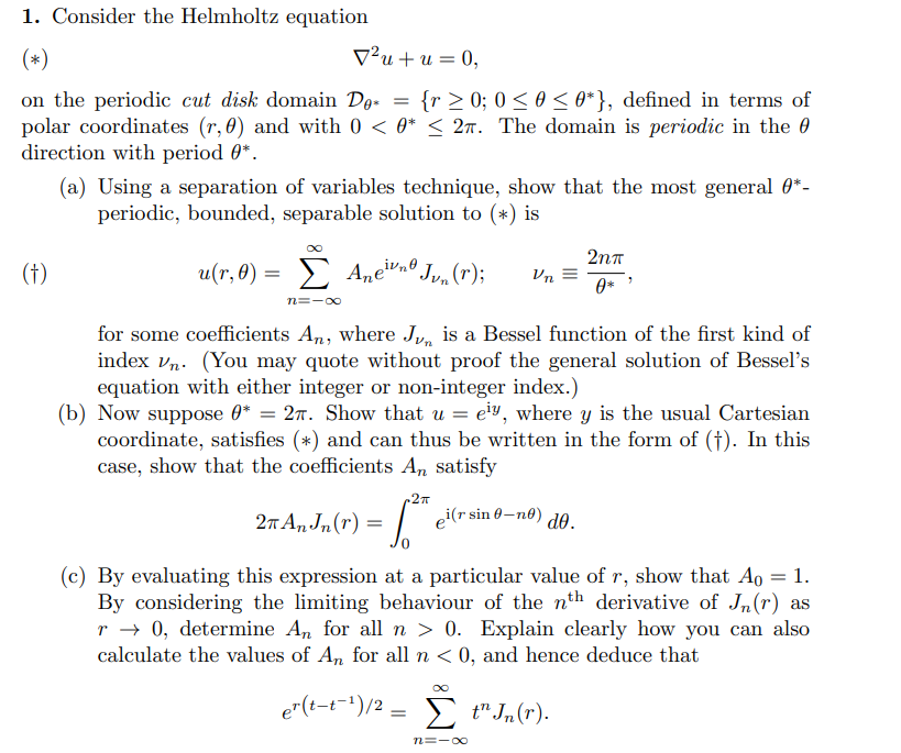 1 Consider The Helmholtz Equation Vu U 0 On The Periodic Cut Disk Domain Dex R 0 0 O 0 Defined In Terms 1