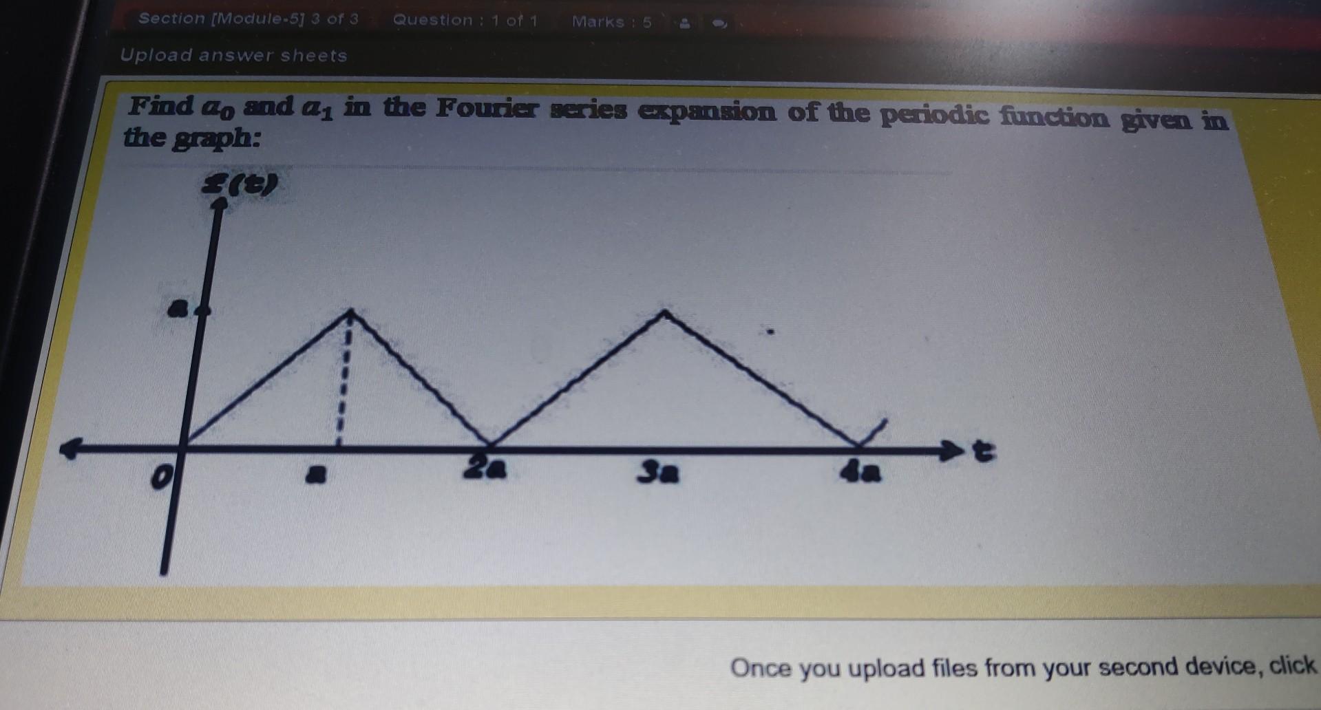 Section Module 5 3 Of 3 Question 1 Of 1 Marks 5 Upload Answer Sheets Find An And An In The Fourier Series Expansio 1