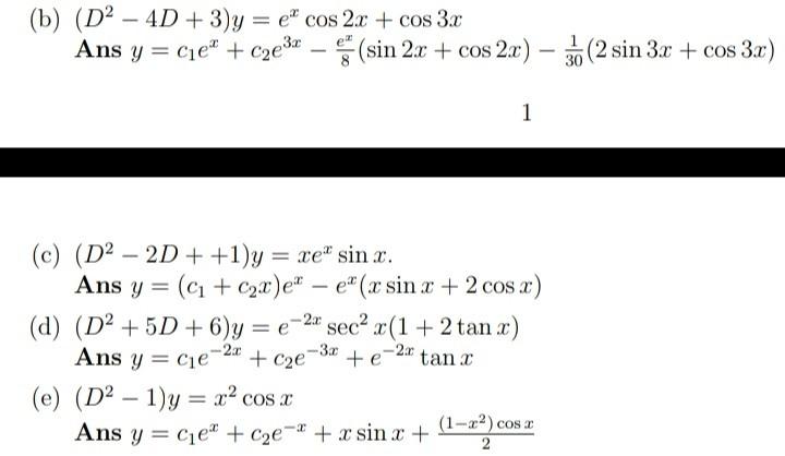 B D2 4d 3 Y E Cos 2x Cos 3x Ans Y Cje C2e32 Sin 2x Cos2x 36 2 Sin 3x Cos 3x 8 30 1 C D 1