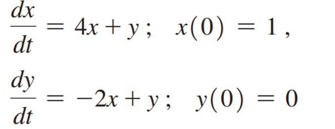 Dx 4x Y X 0 1 Dt Dy Dt 2x Y Y 0 0 1