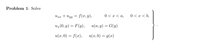 Problem 1 Solve Ui Uyy F X Y 0 X A 0 3 B Ur 0 Y F Y U A Y G Y U X 0 F X U X B G 2 1