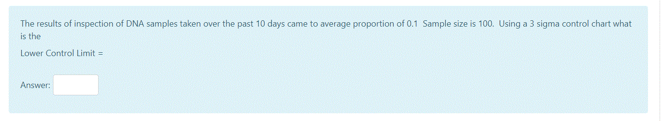 The Results Of Inspection Of Dna Samples Taken Over The Past 10 Days Came To Average Proportion Of 0 1 Sample Size Is 10 1