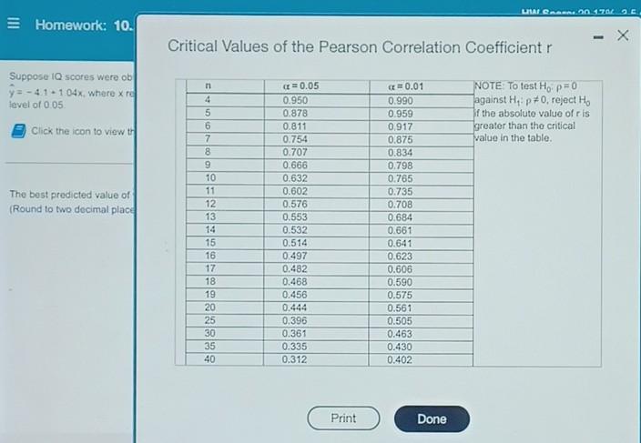 Suppose 10 Scores Were Obtained For 20 Randomly Selected Sets Of Twins The 20 Palrs Of Measurements Yold X 101 53 Y 2