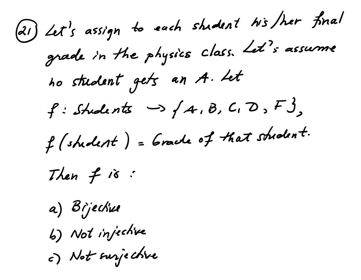 21 Let S Assign To Each Student His Her Final Grade In The Physics Class Let S Assume Ho Student Gets An A Let F St 1